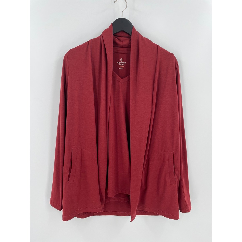 Bluffworks Threshold Womens Cardigan Tee Set Deep Maroon XS S